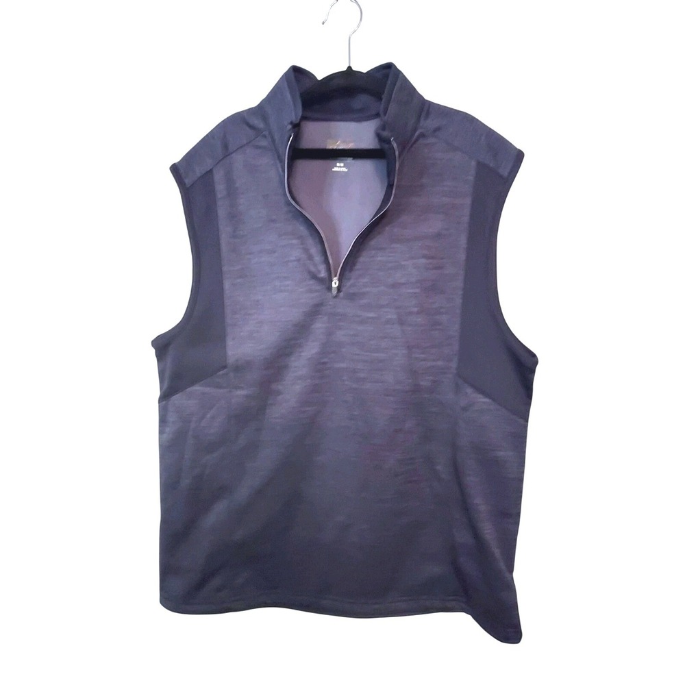 Greg Norman Vest Men's Medium Gray Space Dye Fishing Lined Mock Neck 1/4 Zip